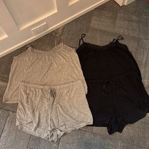 Love by Gap women’s pajamas two cami and short set black and gray XL